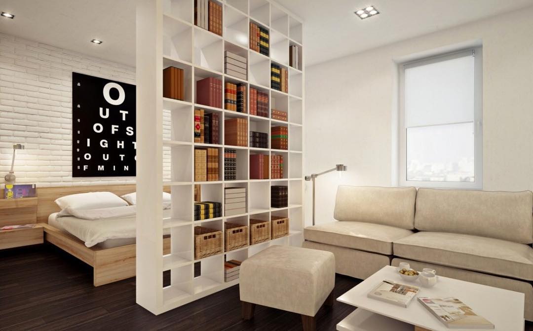 С помощью мебели можно разграничить пространство в комнате.